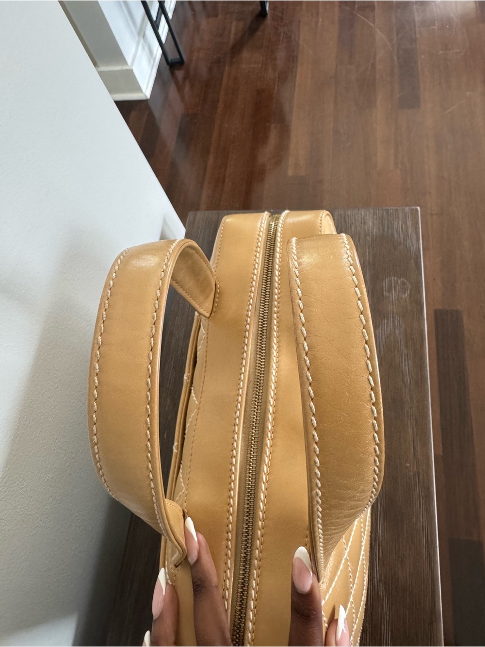 CHANEL Wild-stitch Surpique Bowler Bag in Tan/ Caramel with Gold Hardware - Picture 3 of 7